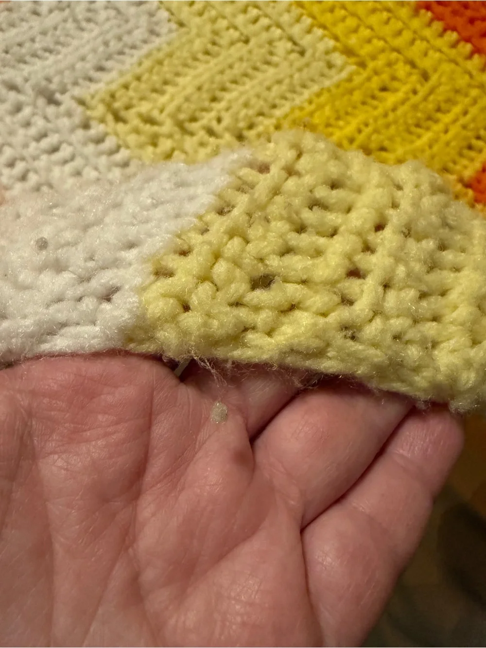Vibrant Handmade Chevron Crochet Throw Blanket - Orange, Yellow & White Vintage